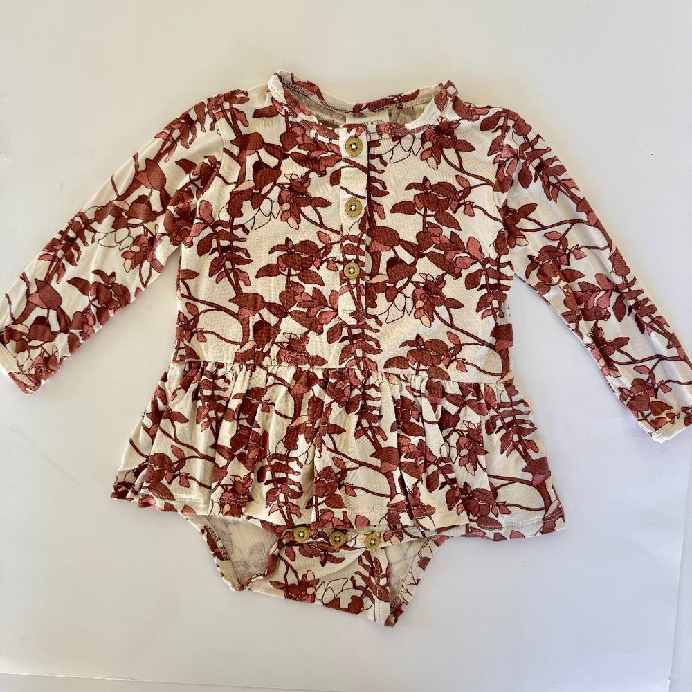 The Woods Kate Quinn Rust Floral Romper 18-24M Long Sleeve Fall Thanksgiving